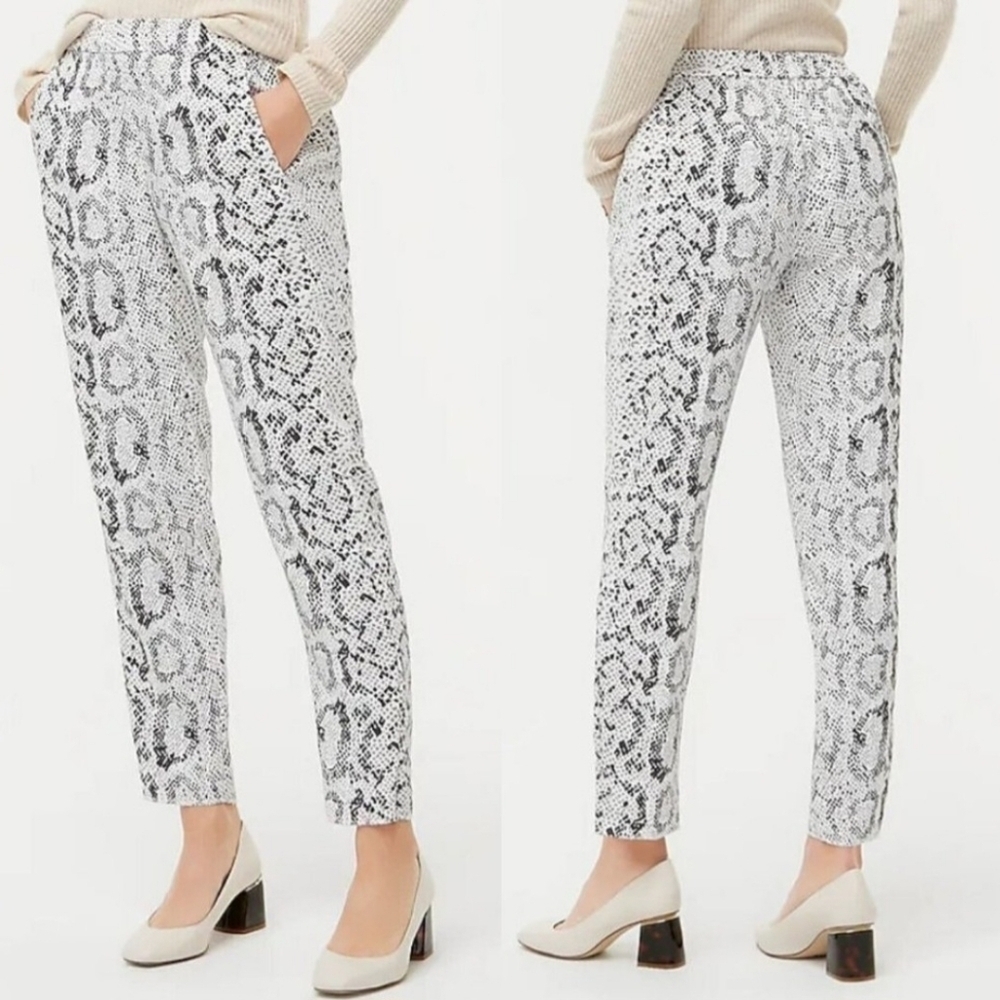 J. Crew Factory Black, White & Taupe Snakeskin Print Jamie Pants size 8
